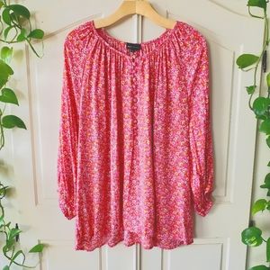 Pink Floral Peasant Blouse JNY